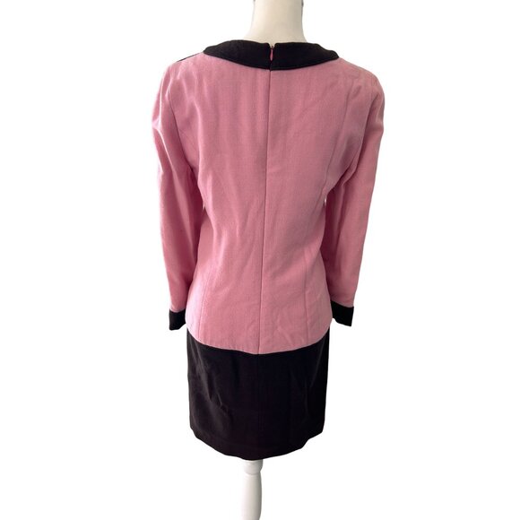 CAROLINA HERRERA Womens Vintage 100% Wool Colorblock Dress Size XS - Picture 5 of 5